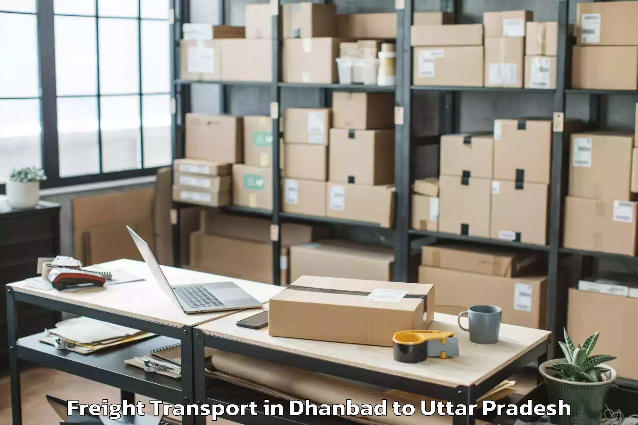 Quality Dhanbad to Manjhanpur Freight Transport